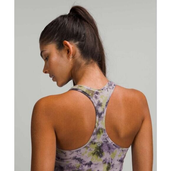 Lululemon Cool Racerback Short Tank Top In Radial Tie Dye Mauve Grey Multi 10 - Picture 3 of 7